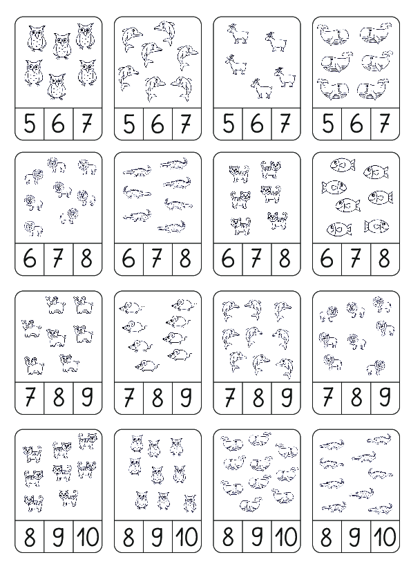 Mengen und Zahlen bis 10 - Klammerkärtchen